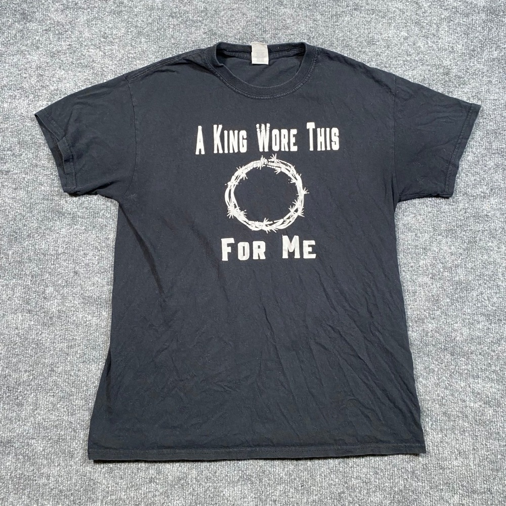 Gildan Mens A King Wore This For Me Crown of Thorns Jesus T-Shirt Black M